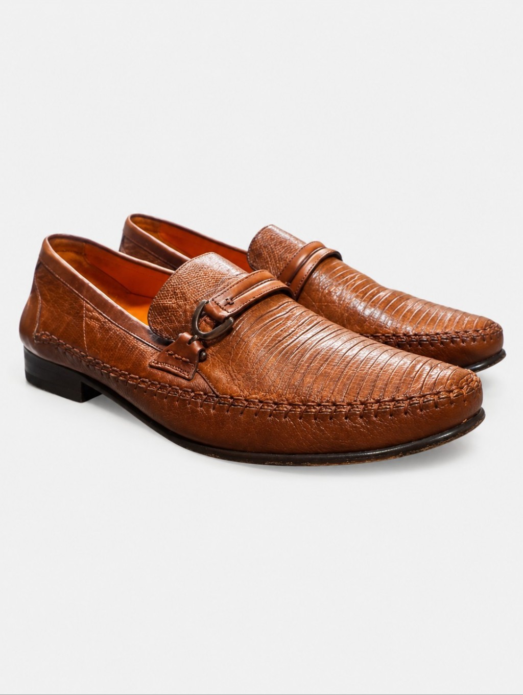 Mezlan | Genuine Lizard Skin Horsebit Loafers Brown Handmade Spain Us 8